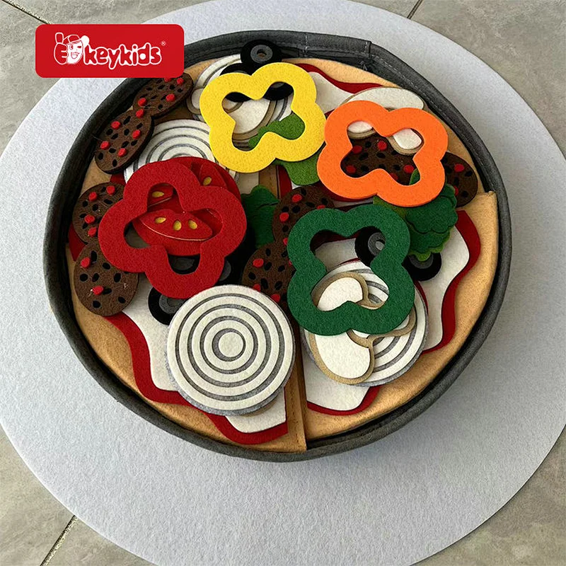 Hot Selling Pretend Play Food Model Set DIY Felt Pizza Toys For Kids W10D705